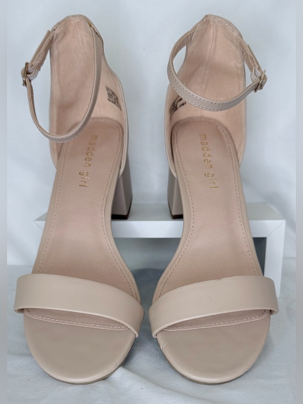 Madden Girl Nude Pink Ankle-Strap Block Heels New Never Worn